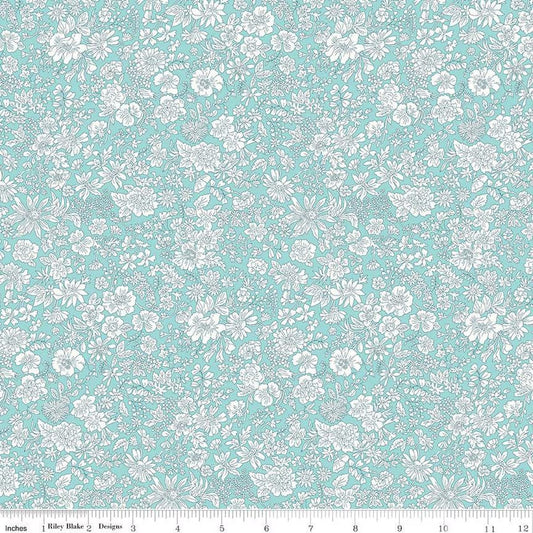 A closeup shot of the quilting fabric pattern called Mermaid, part of Liberty Fabric's Emily Belle fabric collection by Riley Blake. SKU is 01666410A.