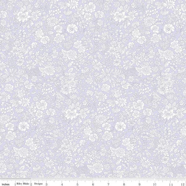 A closeup shot of the quilting fabric pattern called Lilac, part of Liberty Fabric's Emily Belle fabric collection by Riley Blake. SKU is 01666425A.