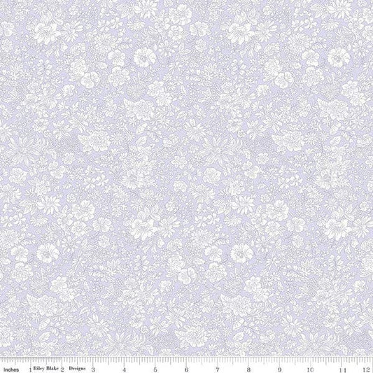 A closeup shot of the quilting fabric pattern called Lilac, part of Liberty Fabric's Emily Belle fabric collection by Riley Blake. SKU is 01666425A.