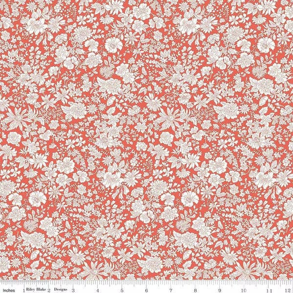 A closeup shot of the quilting fabric pattern called Paprika, part of Liberty Fabric's Emily Belle fabric collection by Riley Blake. SKU is 01666433A.