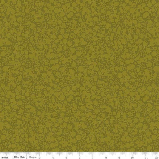 Cotton quilting fabric pattern called 'Olive'. Part of the 'The Wiltshire Shadow Collection' fabric collection. Designed by Liberty Fabrics for fabric company  Riley Blake. SKU: 01666563A. 44-45 inch width.