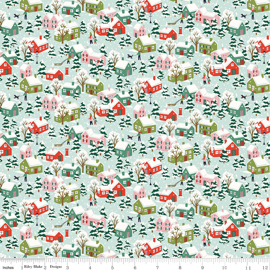 Festive Village quilting fabric, part of the Festive Greetings fabric collection by Liberty Fabrics (SKU: 01667430A)