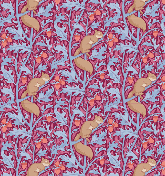PREORDER - Hibernation - Squirrel Dreams in Hibiscus - 100530 - Half Yard