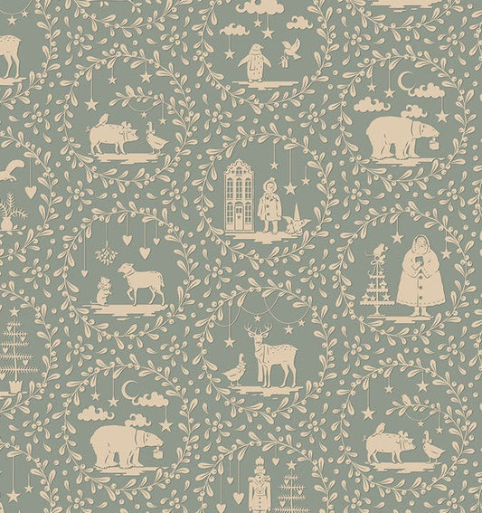 Paperscenes Duckegg quilting fabric, part of the Merry Little Christmas fabric collection by Tilda Fabrics (SKU: TIL100629)