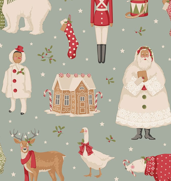 Winterfriends Duckegg quilting fabric, part of the Merry Little Christmas fabric collection by Tilda Fabrics (SKU: TIL100630)