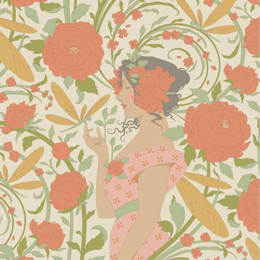 Aubrey Coral - Songbird by Tilda Fabrics - Half Yard Fabric (Preorder)