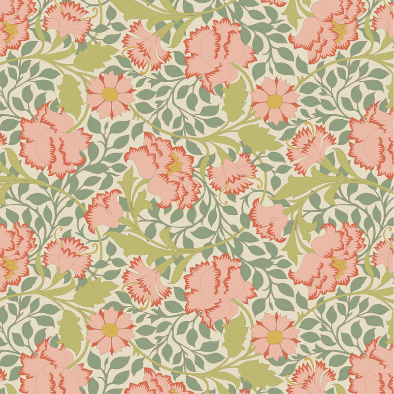 Flora Sage quilting fabric, part of the Songbird fabric collection from Tilda Fabrics (SKU: TIL100648)