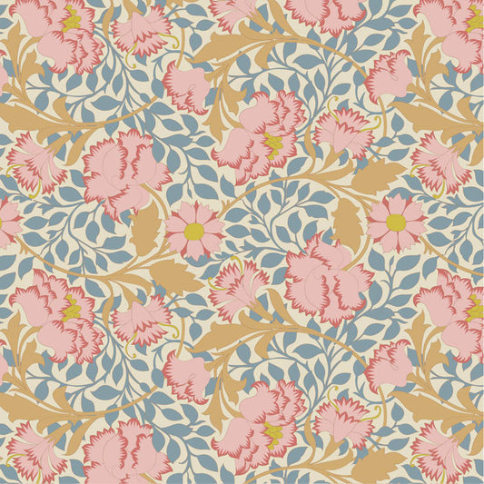 Flora Blue quilting fabric, part of the Songbird fabric collection from Tilda Fabrics (SKU: TIL100654)