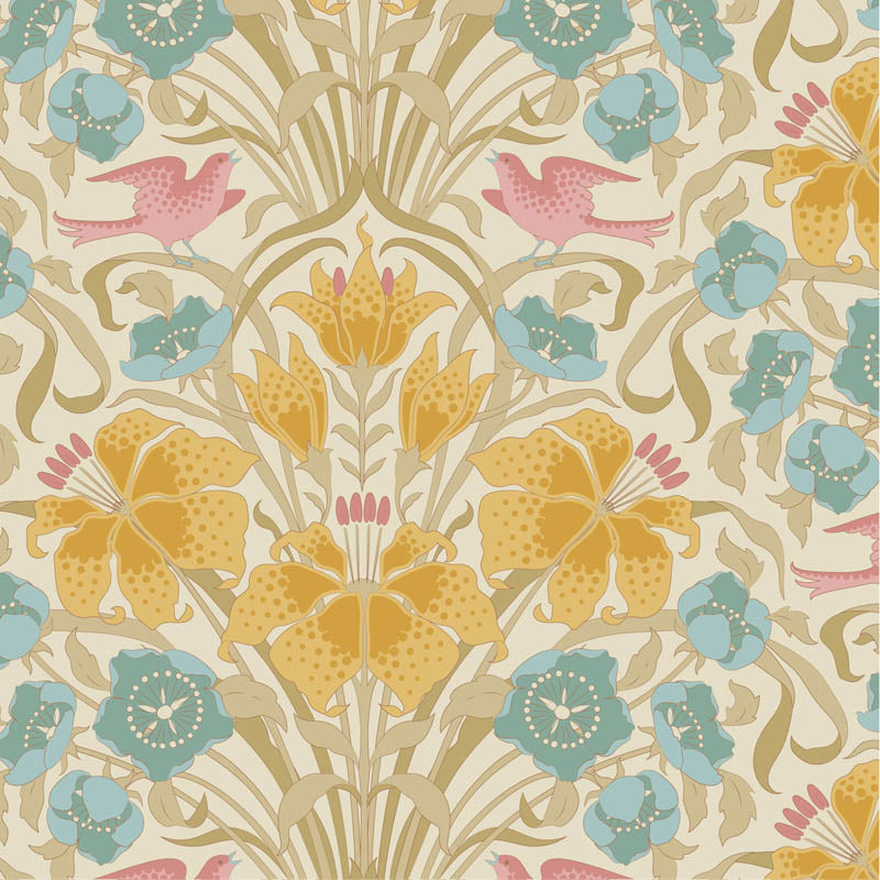Songbird Mustard quilting fabric, part of the Songbird fabric collection from Tilda Fabrics (SKU: TIL100659)
