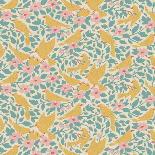 Ava Teal quilting fabric, part of the Songbird fabric collection from Tilda Fabrics (SKU: TIL100660)