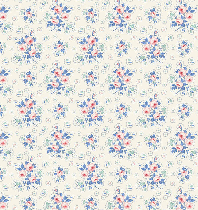 First Kiss Cream quilting fabric, part of the Something Blue fabric collection by Tilda Fabrics (SKU: TIL100669)
