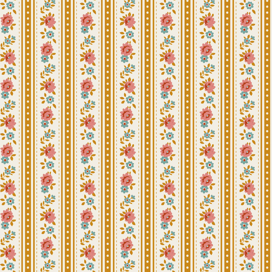 Agnes Ochre quilting fabric, part of the Village Life fabric collection by Tilda Fabrics (SKU: TIL100683)