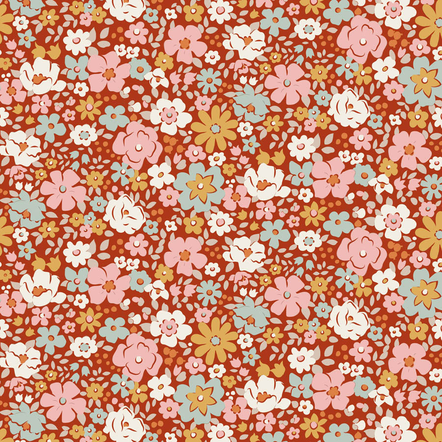 Esther Rust quilting fabric, part of the Village Life fabric collection by Tilda Fabrics (SKU: TIL100685)