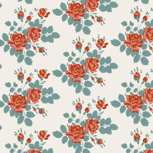 Myrtle Teal quilting fabric, part of the Village Life fabric collection by Tilda Fabrics (SKU: TIL100688)