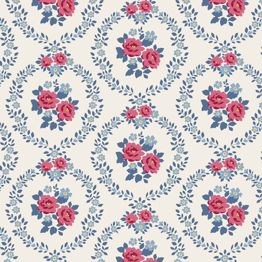 Mable Cold Cream quilting fabric, part of the Village Life fabric collection by Tilda Fabrics (SKU: TIL100692)