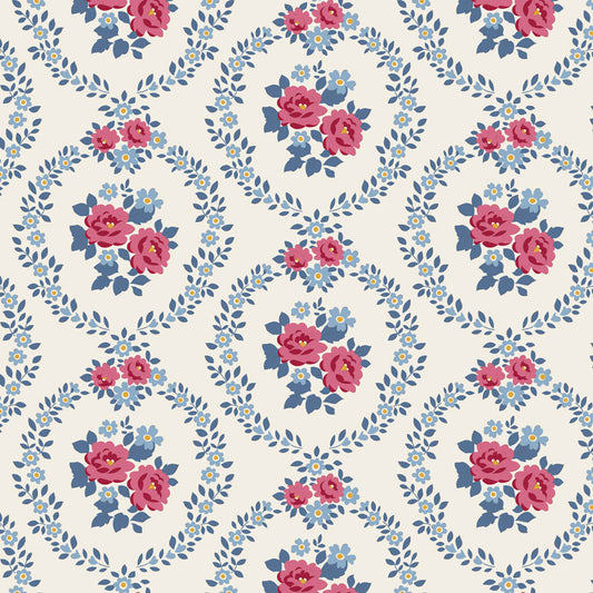Mable Cold Cream quilting fabric, part of the Village Life fabric collection by Tilda Fabrics (SKU: TIL100692)