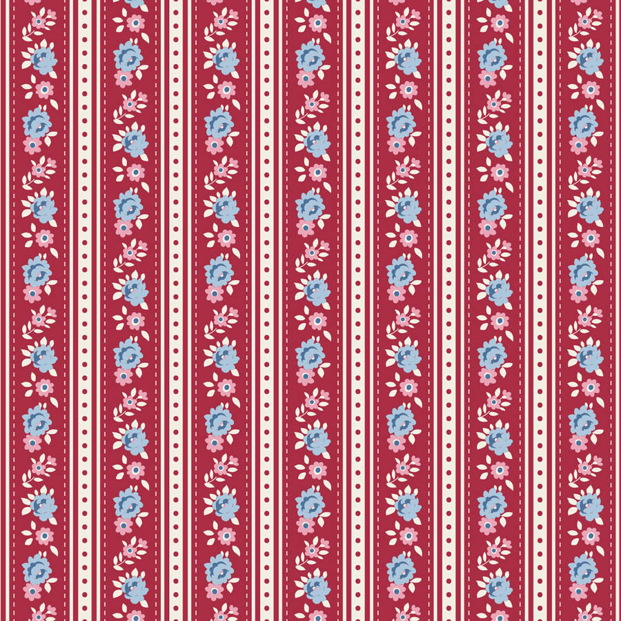 Agnes Burgundy quilting fabric, part of the Village Life fabric collection by Tilda Fabrics (SKU: TIL100693)