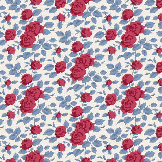 Margot Burgundy quilting fabric, part of the Village Life fabric collection by Tilda Fabrics (SKU: TIL100694)