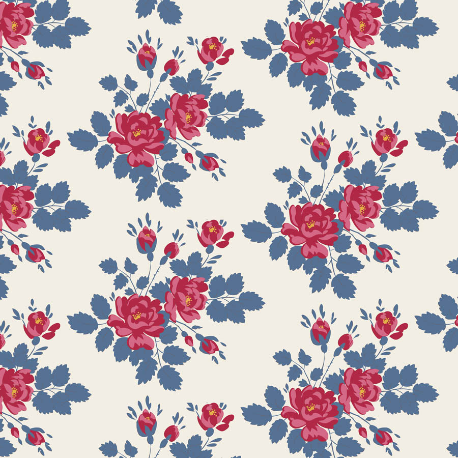 Myrtle Blue quilting fabric, part of the Village Life fabric collection by Tilda Fabrics (SKU: TIL100698)