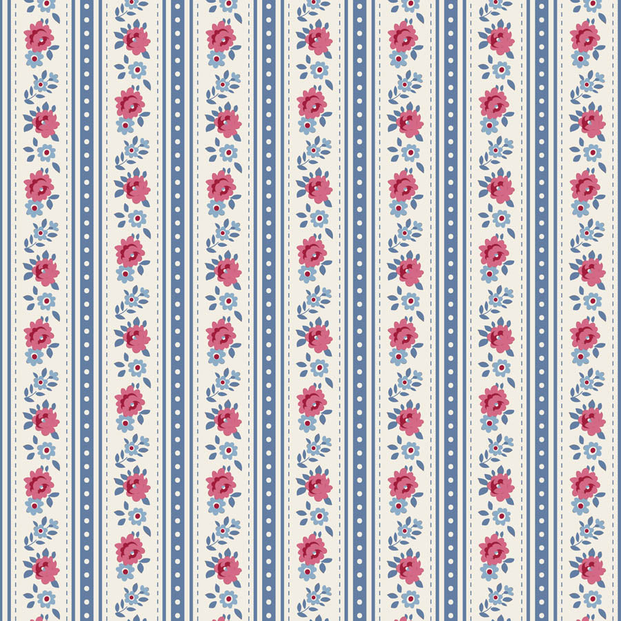Agnes Blue quilting fabric, part of the Village Life fabric collection by Tilda Fabrics (SKU: TIL100700)