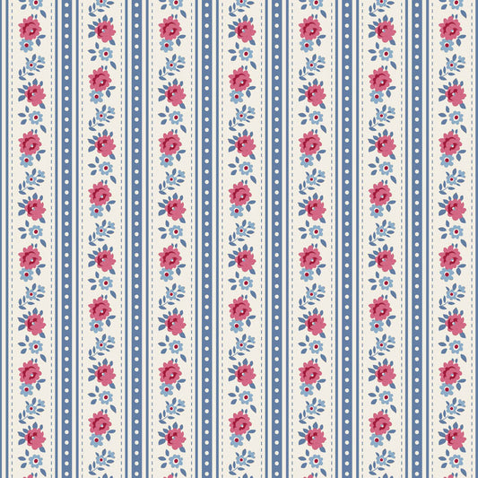 Agnes Blue quilting fabric, part of the Village Life fabric collection by Tilda Fabrics (SKU: TIL100700)