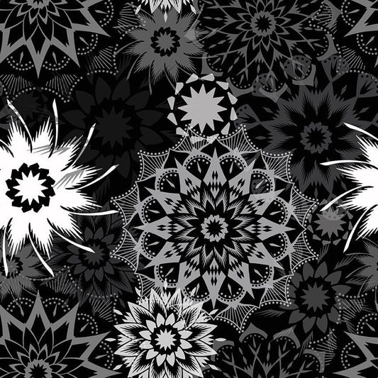 Silhouette Large Stars in Noir quilting fabric, part of the Colorstock fabric collection by Judy and Judel Niemeyer (SKU: JN-CD2973 NOIR)