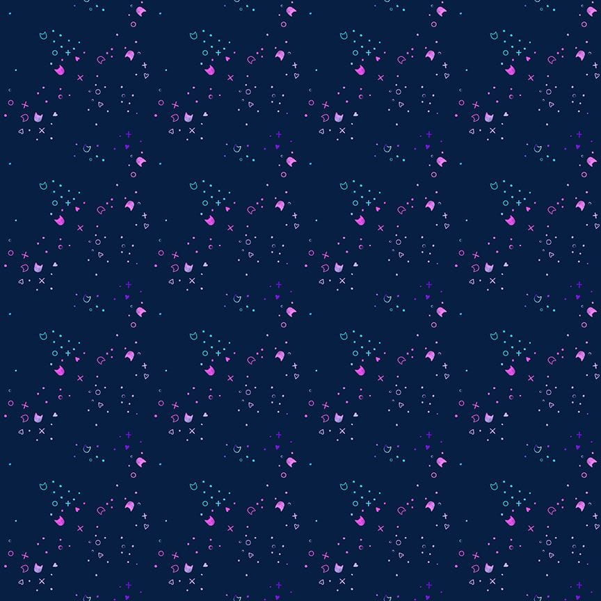 Kitty Litter Blender in Space quilting fabric, part of the Kitty Litter fabric collection by Pammie Jane (SKU: STELLA-DPJ3000 SPACE)