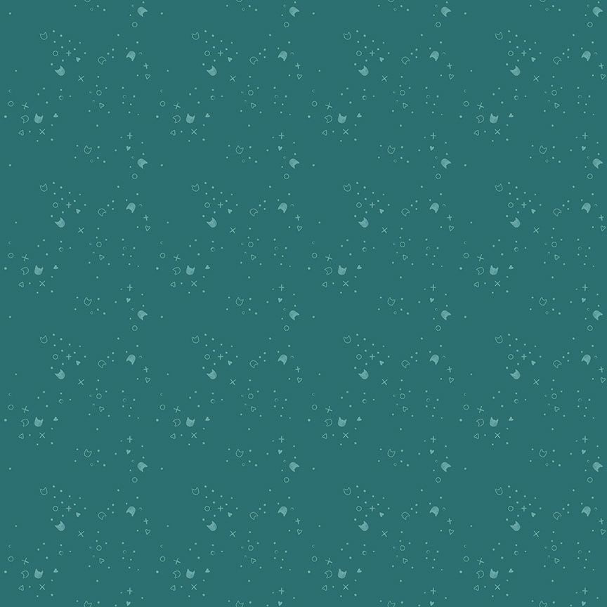 Kitty Litter Blender in Teal quilting fabric, part of the Kitty Litter fabric collection by Pammie Jane (SKU: STELLA-DPJ3000 TEAL)