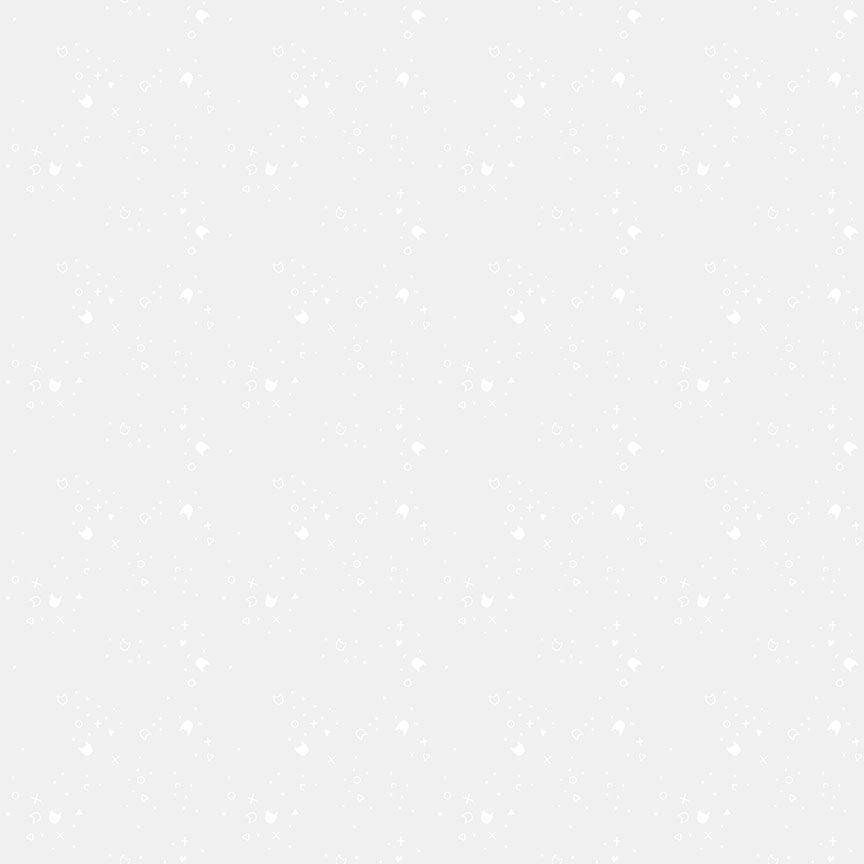Kitty Litter Blender quilting fabric in white, part of the Kitty Litter fabric collection by Pammie Jane (SKU: STELLA-DPJ3000 WHITE)