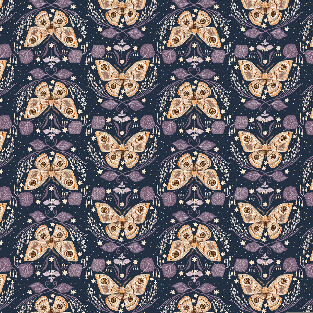 Butterfly quilting fabric, part of the Fairy Solstice fabric collection by Rae Ritchie (SKU: STELLA-DRR3362 IRIS)