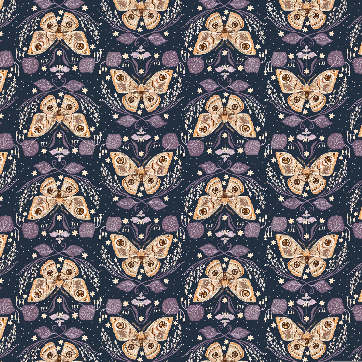 Butterfly quilting fabric, part of the Fairy Solstice fabric collection by Rae Ritchie (SKU: STELLA-DRR3362 IRIS)