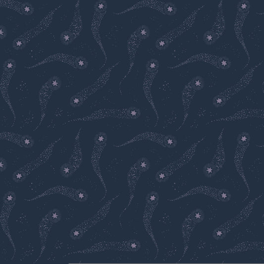 Comets in Iris quilting fabric, part of the Fairy Solstice fabric collection by Rae Ritchie (SKU: STELLA-DRR3363 IRIS)