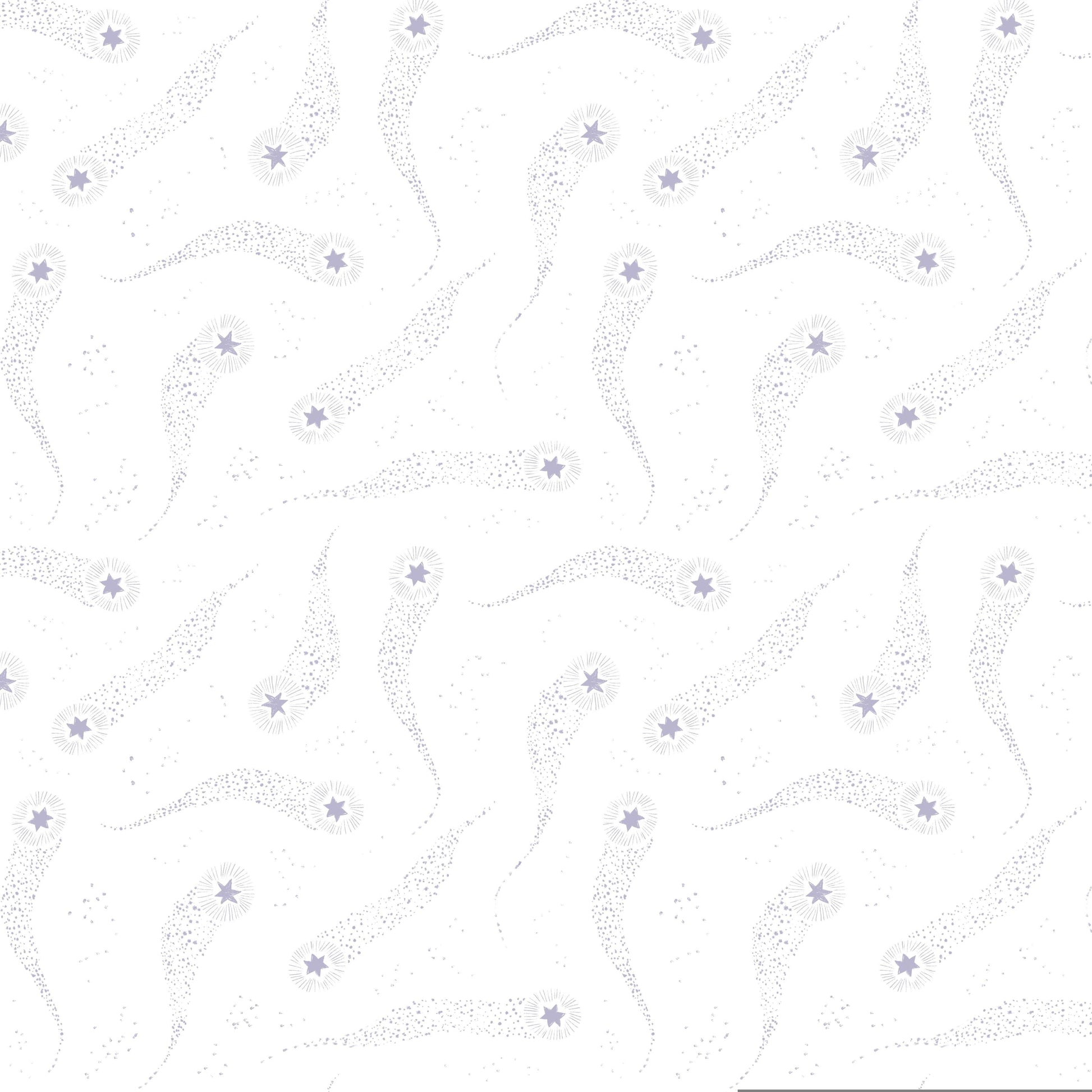 Comets in White quilting fabric, part of the Fairy Solstice fabric collection by Rae Ritchie (SKU: STELLA-DRR3363 WHITE)