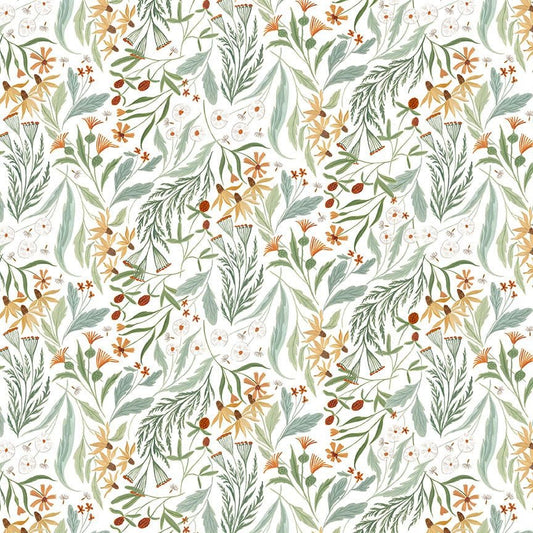 Spring Field in White quilting fabric, part of the Country Mouse fabric collection by Rae Ritchie (SKU: STELLA-DRR3253 WHITE)