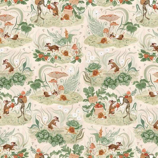 Country Mouse in Vanilla quilting fabric, part of the Country Mouse fabric collection by Rae Ritchie (SKU: STELLA-DRR3256 VANILLA)
