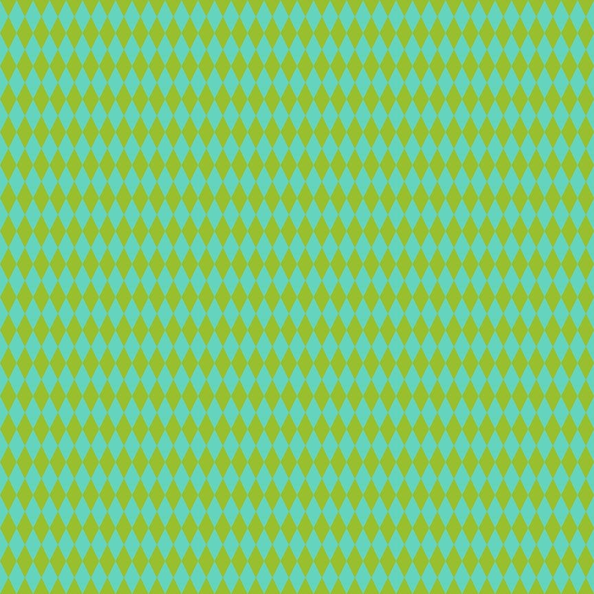 A closeup shot of the quilting fabric pattern called Harlequin, designed by Pammie Jane for Dear Stella, in the cactus colorway. The SKU is STELLA-DPJ3179 CACTUS.