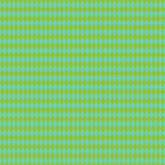 A closeup shot of the quilting fabric pattern called Harlequin, designed by Pammie Jane for Dear Stella, in the cactus colorway. The SKU is STELLA-DPJ3179 CACTUS.