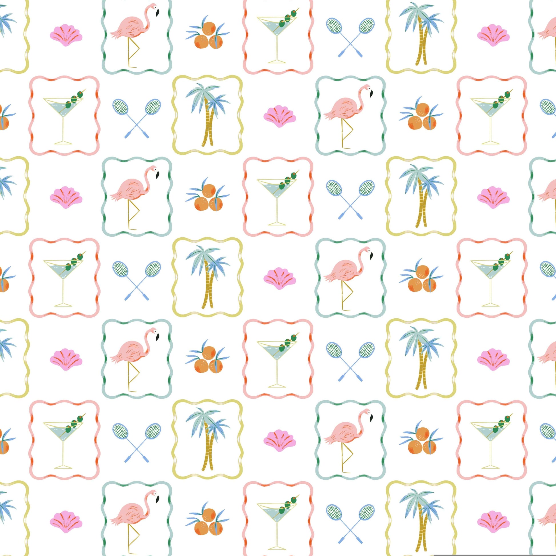 Sunshine State quilting fabric, part of the Paradise Royale fabric collection by Faye Guanipa (SKU: STELLA-DFG3397 WHITE)