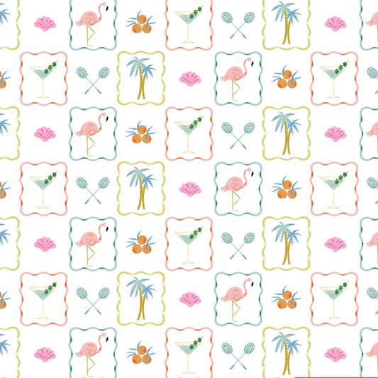Sunshine State quilting fabric, part of the Paradise Royale fabric collection by Faye Guanipa (SKU: STELLA-DFG3397 WHITE)