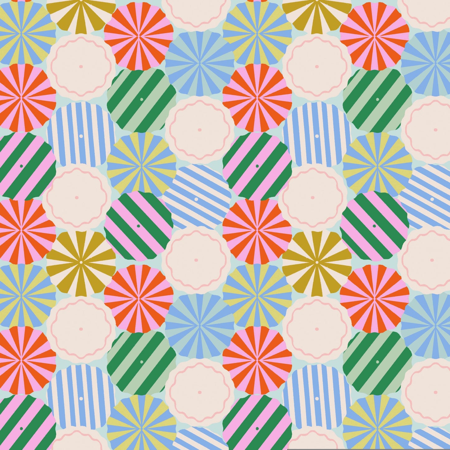 Under My Umbrella quilting fabric, part of the Paradise Royale fabric collection by Faye Guanipa (SKU: STELLA-DFG3403 MULTI)