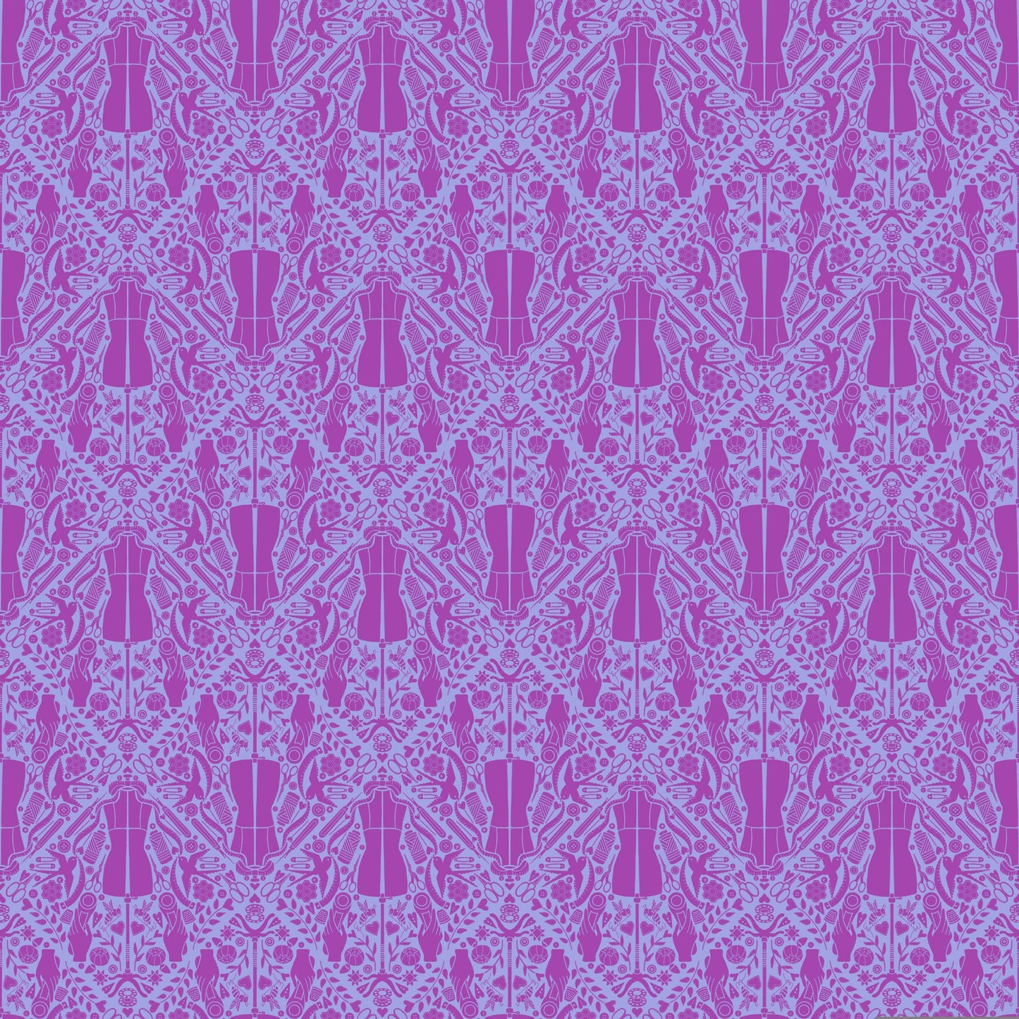 You Got The Notion in Orchid quilting fabric, part of the Quilty Helpurrs fabric collection by Pammie Jane (SKU: STELLA-DPJ3351 ORCHID)