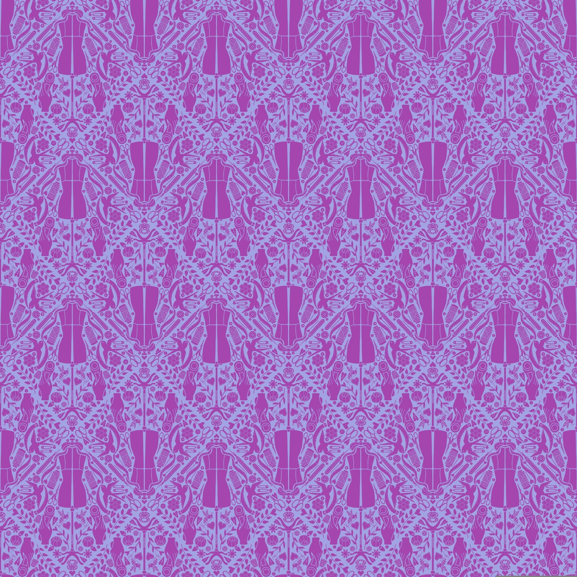 You Got The Notion in Orchid quilting fabric, part of the Quilty Helpurrs fabric collection by Pammie Jane (SKU: STELLA-DPJ3351 ORCHID)