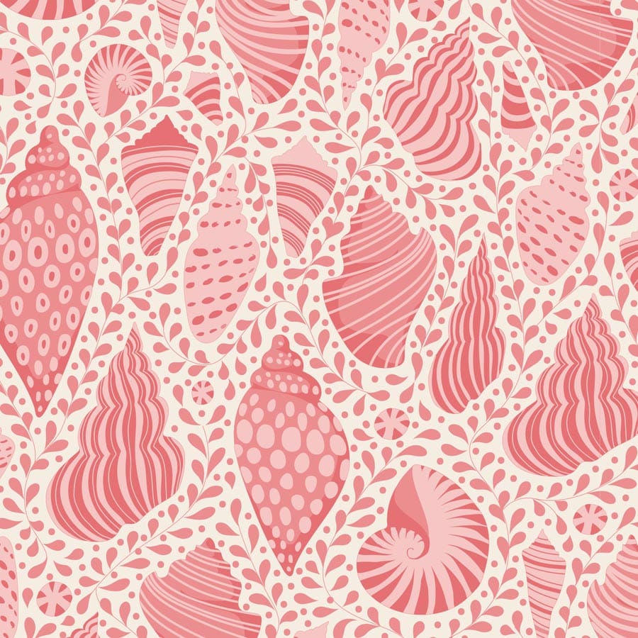 Cotton Beach - Beach Shells in Coral - 110024 - Half Yard