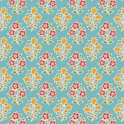 Jubilee - Farm Flowers in Teal - 110103 - Half Yard