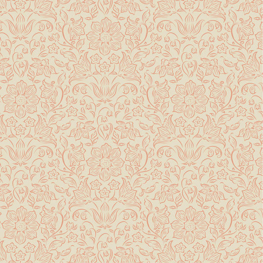 Lila Peach quilting fabric, part of the Songbird fabric collection from Tilda Fabrics (SKU: TIL110150)