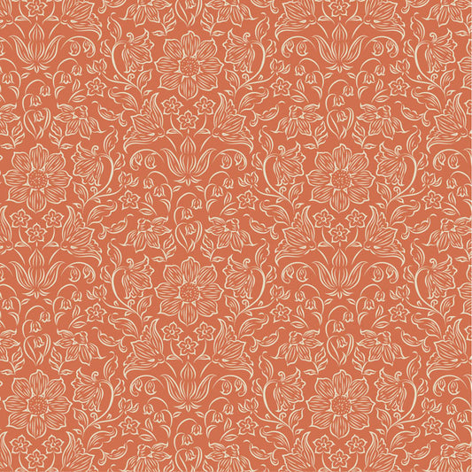 Lila Coral quilting fabric, part of the Songbird fabric collection from Tilda Fabrics (SKU: TIL110152)