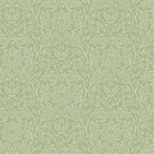 Lila Sage Mist quilting fabric, part of the Songbird fabric collection from Tilda Fabrics (SKU: TIL110153)