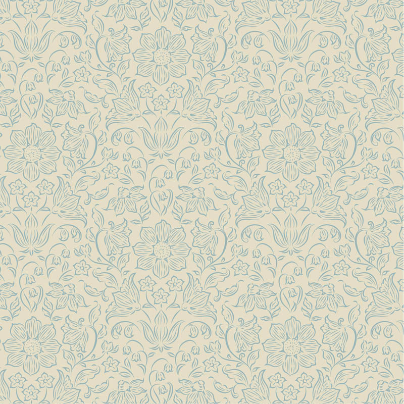 Lila Light Blue quilting fabric, part of the Songbird fabric collection from Tilda Fabrics (SKU: TIL110156)