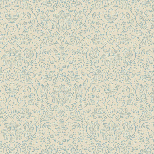 Lila Light Blue quilting fabric, part of the Songbird fabric collection from Tilda Fabrics (SKU: TIL110156)