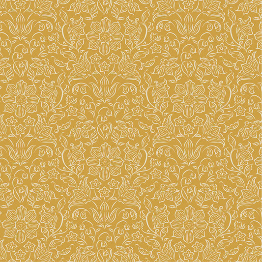 Lila Mustard quilting fabric, part of the Songbird fabric collection from Tilda Fabrics (SKU: TIL110161)